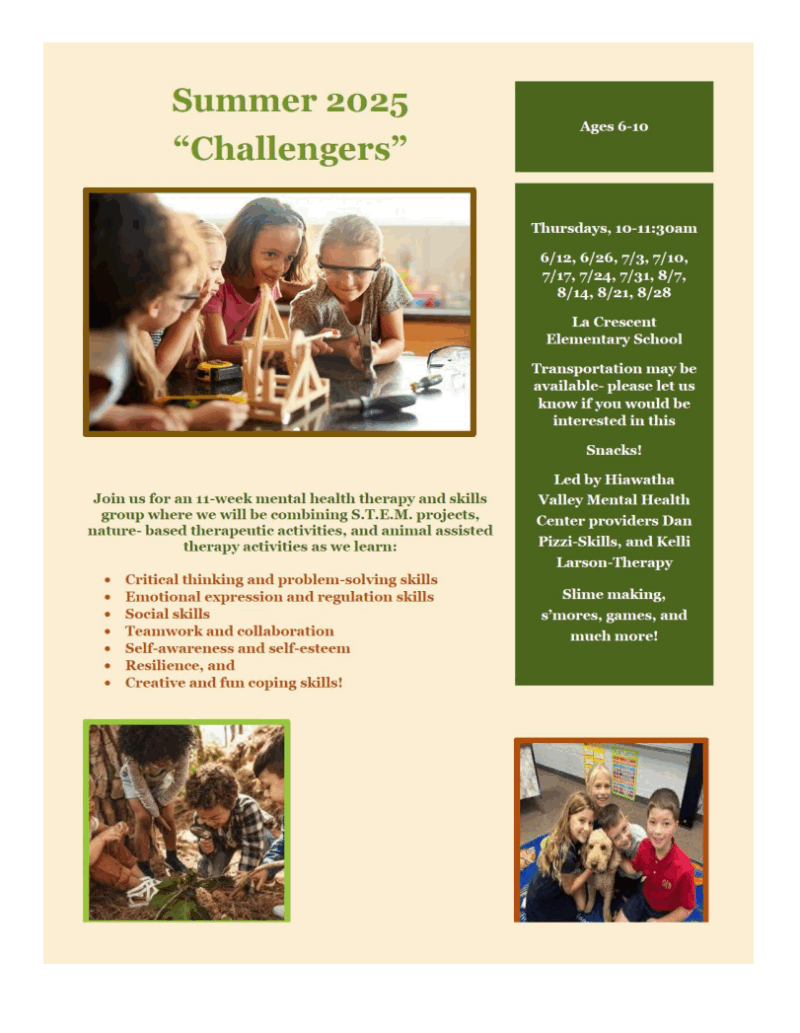2025 Youth Summer Programs - Hiawatha Valley Mental Health Center